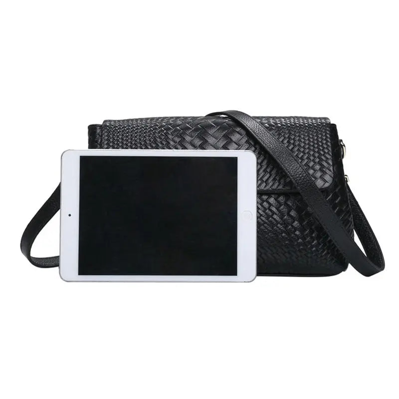 Black Leather Weave Handbag – Cowhide Atlier